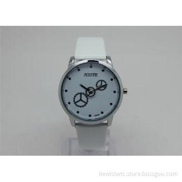 Fashion round Unisex Wrist Watches leather strap gear secon